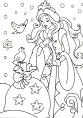 Színezés Snow Maiden, újév, karácsonyfa, ajándékok, töltse le és nyomtatási ingyen