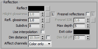 Zaj a tükörképe vray, mélysége és csillapítás (gyenge) reflexió