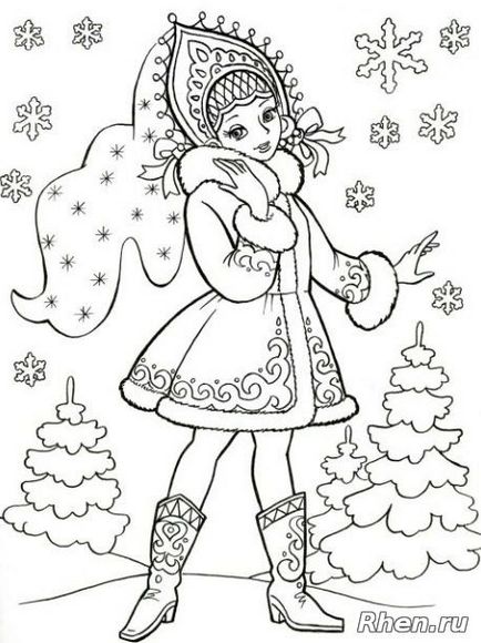 Снігуронька розфарбування - новорічні розмальовки