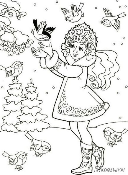 Снігуронька розфарбування - новорічні розмальовки