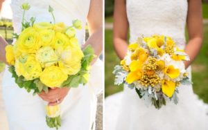 Nunta in design de culoare galbena, mireasa si mirele, semne