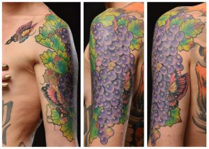 Szőlő tetoválás (érték, vázlatok, fényképek), tattoofotos
