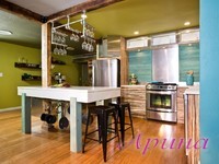 Зелений натяжна стеля на кухні