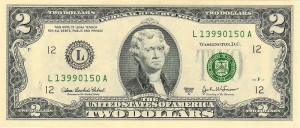 2 dolari SUA - un proiect de lege care aduce noroc, fascinații de hobby-uri