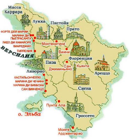 Ce să vezi și să faci în regiunea Toscana Toscana pe harta Italiei