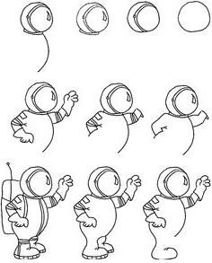 Cum de a desena o rachetă și un astronaut pas cu pas instruire