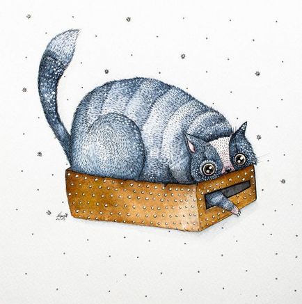 Macskák a illusztrációk a litván művész norvil (10 fotó)