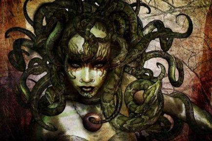 Medusa gorgona (medusa), mamă a pegasului, una dintre fiicele zeului mării, a cărei privință a transformat oamenii