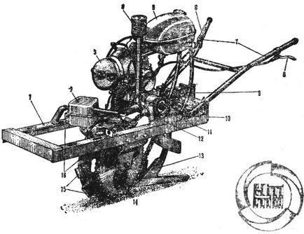 Mini-tractor de la schema la arat, model-constructor