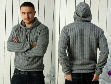 Bărbați tricot cardigan tânăr, împerechere mare, cu o glugă