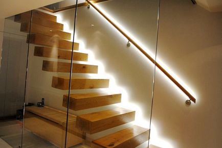 Отбелязването на стълбите, за да избере най-подходящото осветление за по стълбите и да ги инсталирате на стълбата