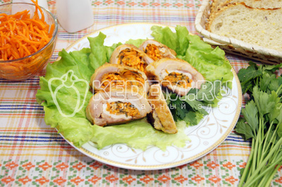 Rolád csirkecomb sárgarépát koreai, egy lépésről lépésre recept fotókkal - snack