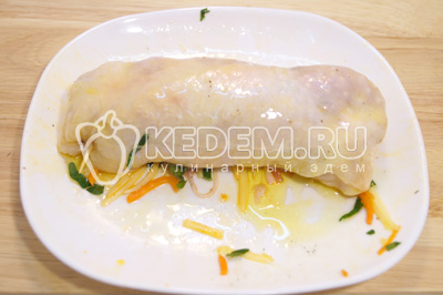 Rolád csirkecomb sárgarépát koreai, egy lépésről lépésre recept fotókkal - snack