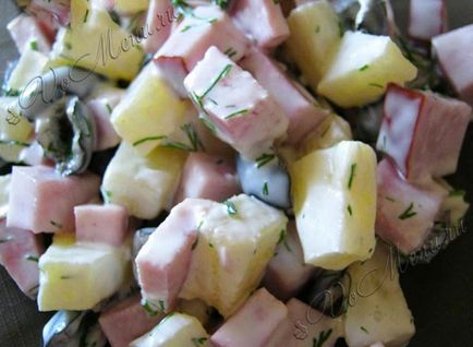 Saláta ananász és sonka - egy recept fotó (recept) Saláta ananász és sonka - a recept egy fotó