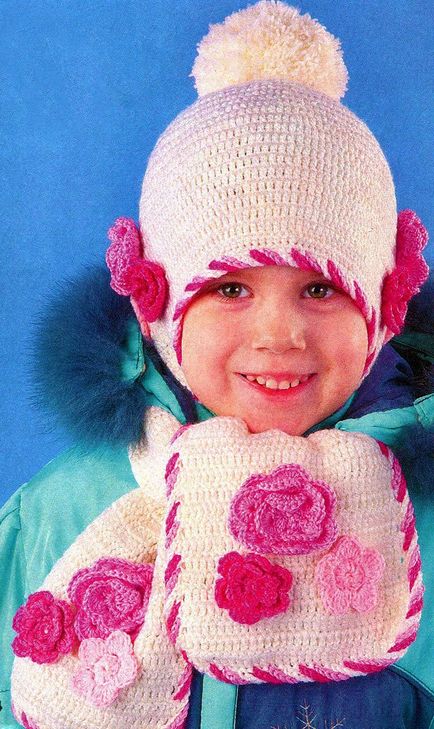 Шапка гачком для дівчинки схема в'язання теплого зимового і осіннього шапочки