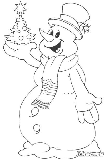 Snowman coloring - Pagini de colorat pentru Anul Nou