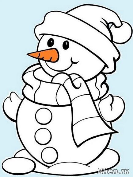 Snowman coloring - Pagini de colorat pentru Anul Nou