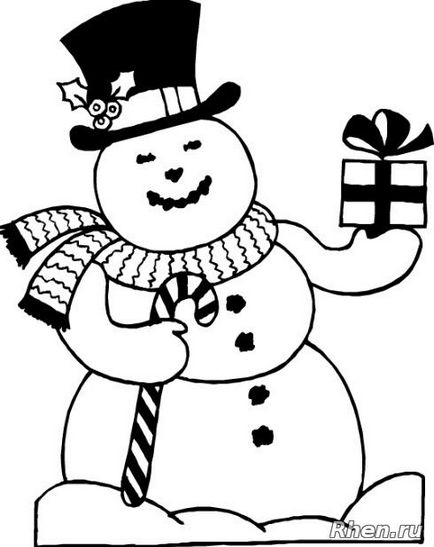 Snowman coloring - Pagini de colorat pentru Anul Nou