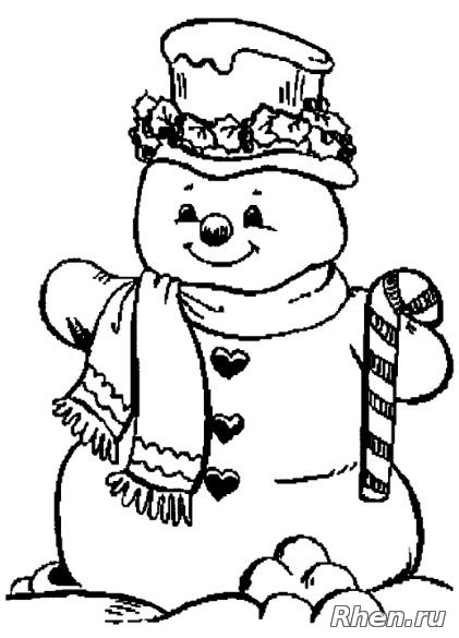 Snowman coloring - Pagini de colorat pentru Anul Nou