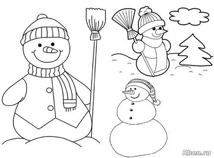 Snowman coloring - Pagini de colorat pentru Anul Nou