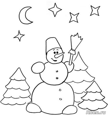 Snowman coloring - Pagini de colorat pentru Anul Nou