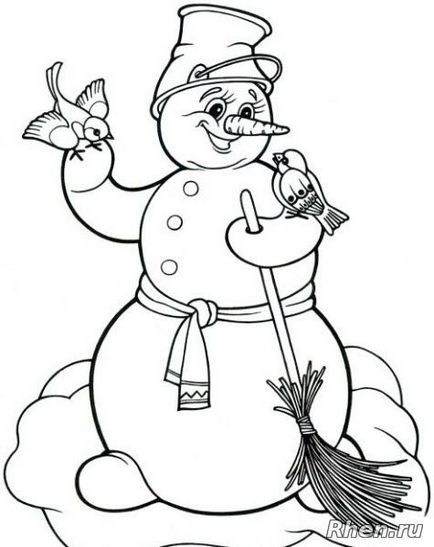 Snowman coloring - Pagini de colorat pentru Anul Nou