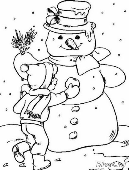 Snowman coloring - Pagini de colorat pentru Anul Nou