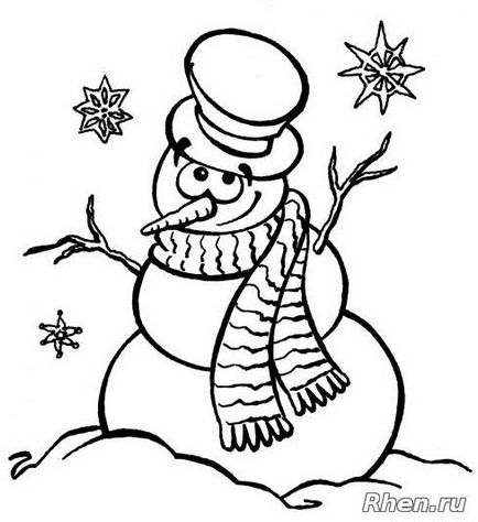 Snowman coloring - Pagini de colorat pentru Anul Nou