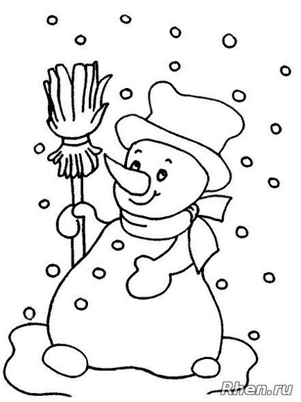 Snowman coloring - Pagini de colorat pentru Anul Nou