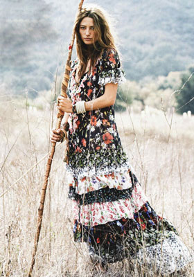 Hippie stílusú ruházat, a kiválasztás ruhák, cipők és kiegészítők