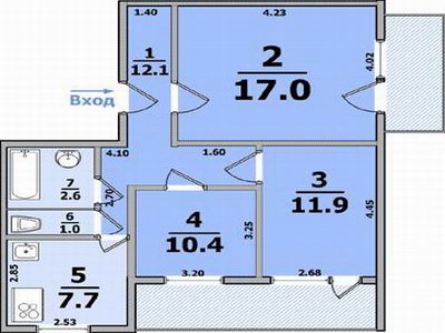Tipikus elrendezés 3 szobás lakások - TSN - a Suchasna neruhomist - ingatlanügynökség