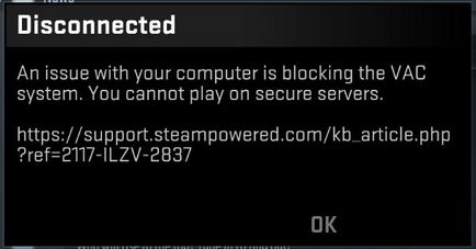 Ваш комп'ютер блокує систему vac - що робити