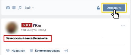 Áthúzott szöveget VKontakte (áthúzás szöveg Vkontakte) Áthúzott szöveget VKontakte