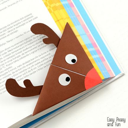 Bookmark-origami pentru cartea de reni rudolph, cea mai bună casă, cea mai bună diy