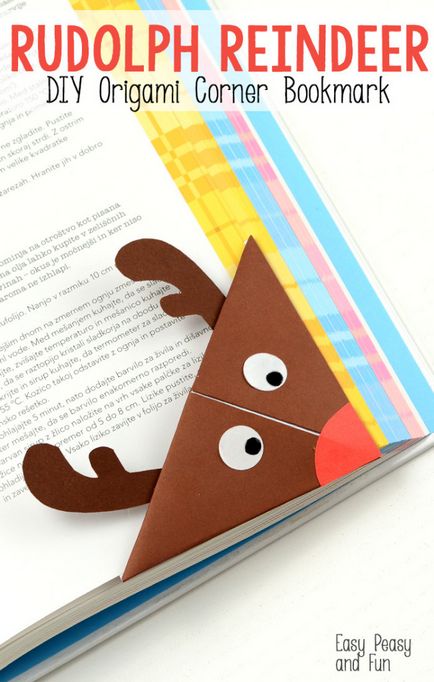 Bookmark-origami pentru cartea de reni rudolph, cea mai bună casă, cea mai bună diy