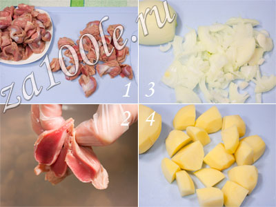 Sült csirke zúza burgonyával fotó-video recept (összetevők) Sült csirke zúza burgonyával fotó-video recept