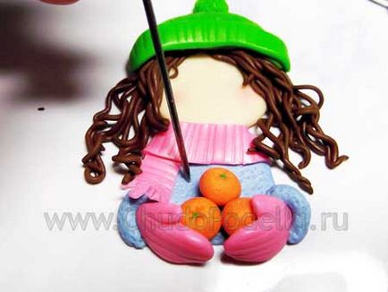 Ялинкова іграшка з полімерної глини панно - мандаринки під ялинку