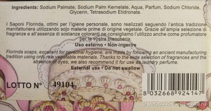 Florinda növényi szappan kézzel készített Olaszországban vélemények