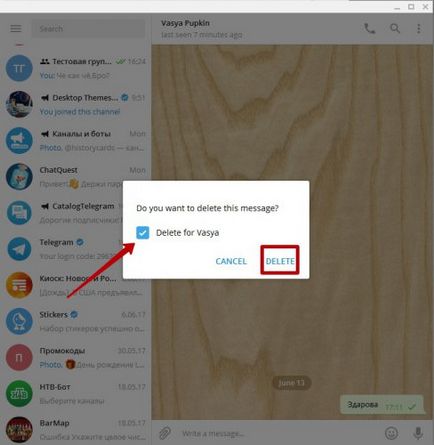 Cum să ștergeți un mesaj într-o telegramă