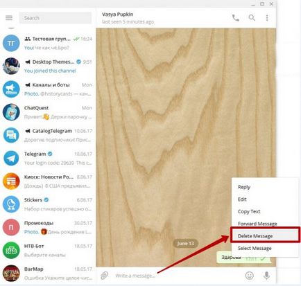 Cum să ștergeți un mesaj într-o telegramă