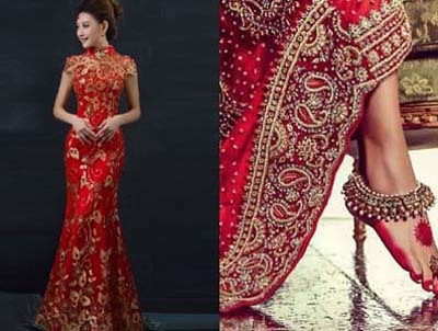 Culoarea roșie a rochiei de mireasă a erei revivalului la modă