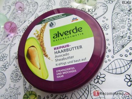 Крем-масло для волосся alverde naturkosmetik відновлює авокадо і масло ши (repair-haarbutter