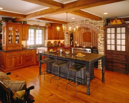 Bucătărie într-o fotografie din lemn de design