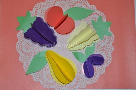 Об'ємна аплікація фрукти з кольорового паперу для старшої групи дитячого садка