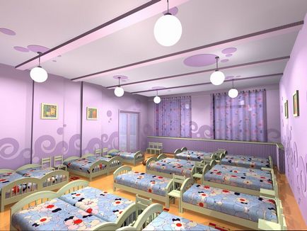 Оформлення спальні в дитячому саду, дизайн інтер'єру