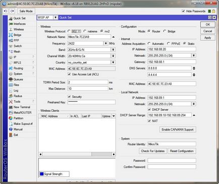 Configurarea simplă a stației de bază mikrotik