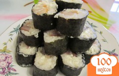 Sushi csirkével és sajttal - lépésről lépésre recept fotók