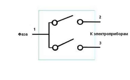 Схема на свързване dvuhklavishnogo включите двете крушки