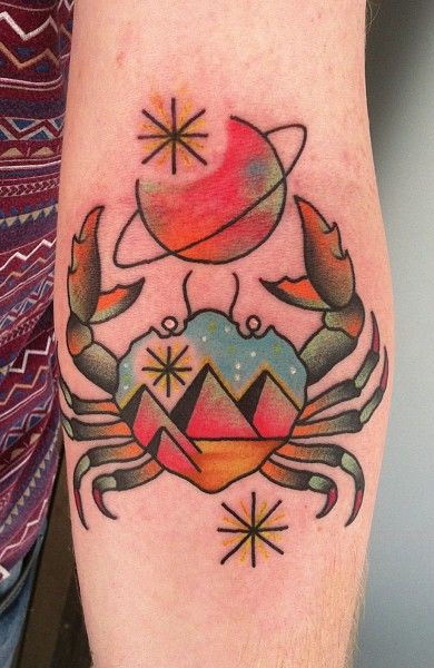 Tattoo crab - sensul, schițele și fotografiile pentru tatuaje