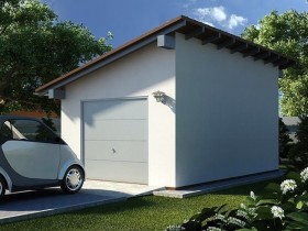 Imagine a unui design de garaj cu o casă, două mașini, cu un pod